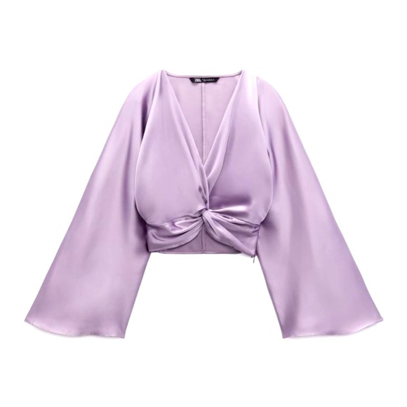 Zara knotted satin crop top - Picture 1 of 3